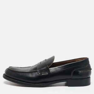 Ermenegildo Zegna Black Leather Penny Slip On Loafers Size 45