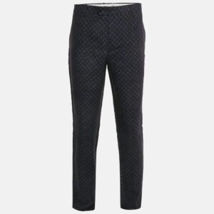 Etro Dark Blue Paisley Print Linen Tailored Pants XXL