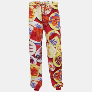 Etro Red Fish Print Cotton Jersey Sweatpants XXL