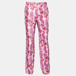 Etro Multicolor Floral Printed Linen Straight Fit Pants XXL