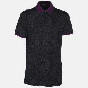 Etro Multicolor Paisley Printed Cotton Knit Polo T-Shirt M