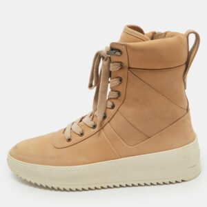 Fear Of God Brown Nubuck Leather Military High Top Sneakers Size 42