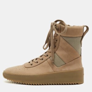 Fear of God Beige Nubuck Leather and Canvas Military Sneakers Size 41