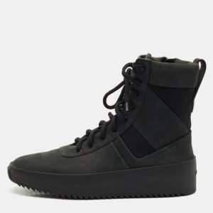 Fear of God Black Nubuck Leather and Canvas Military Sneakers Size 41
