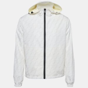Fendi White Zucca Print Nylon Reversible Windbreaker Jacket XS