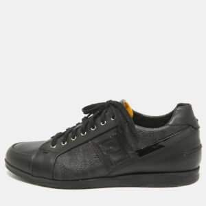 Fendi Black Zucca Canvas and Leather Low Top Sneakers Size 43