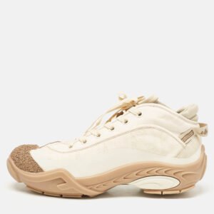 Fendi Cream Canvas and Rubber Lace Up Sneakers Size 42