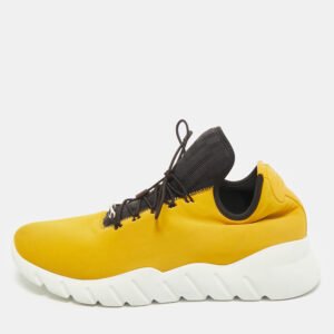 Fendi Mustard/White Knit Fabric High Top Sneakers Size 41