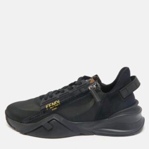 Fendi Black Mesh, Suede and Nylon Flow Low Top Sneakers Size 43