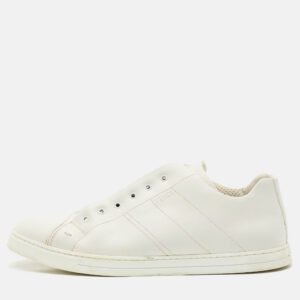 Fendi White Leather FF Crisscross Strap Slip On Sneakers Size 43