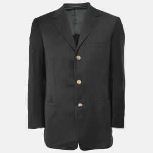 Gianni Versace Grey Wool Single Breasted Blazer S