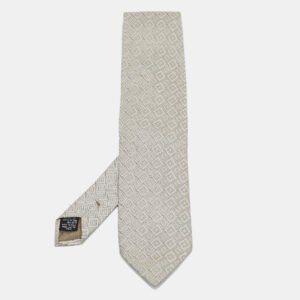 Giorgio Armani Grey Jacquard Silk Traditional Tie