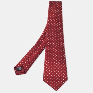 Giorgio Armani Burgundy Patterned Satin Silk Tie