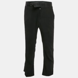 Giorgio Armani Black Virgin Wool Satin Trimmed Pants S