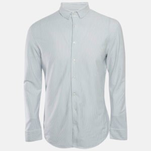 Giorgio Armani White Striped Cotton Jersey Shirt M
