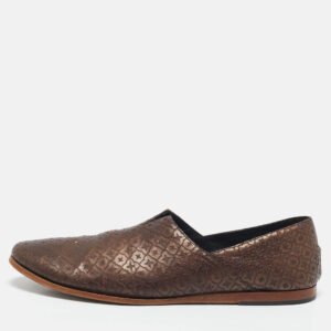 Giorgio Armani Brown Leather Smoking Loafers Size 42.5