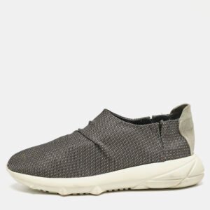 Giorgio Armani Grey/White Fabric and Suede Low Top Sneakers Size 41