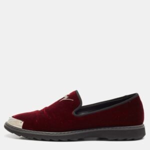 Giuseppe Zanotti Burgundy Velvet Slip On Smoking Slippers Size 43