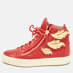 Giuseppe Zanotti Red Leather Coby High Top Sneakers Size 40
