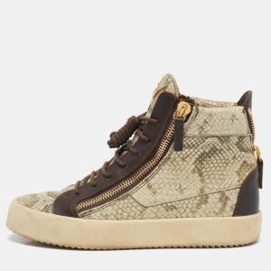 Giuseppe Zanotti Multicolor Python Embossed Leather May London High Top Sneakers Size 40