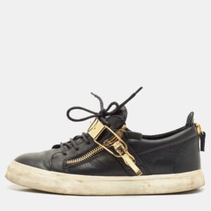 Giuseppe Zanotti Black Leather Low Top Sneakers Size 41