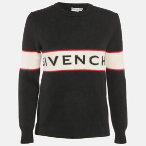 Givenchy Black Logo Intarsia Wool Knit Sweater M