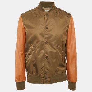 Givenchy Brown Nylon & Leather Bomber Jacket M