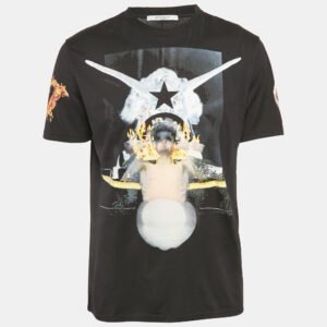 Givenchy Black Fire Print Jersey T-Shirt XL