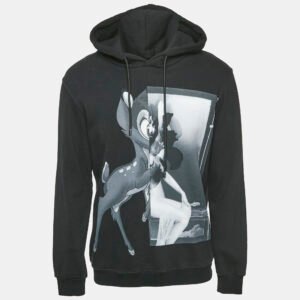 givenchy black printed cotton hooded sweatshirt m