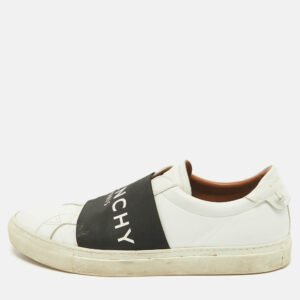 Givenchy Black/White Leather Urban Street Logo Slip On Sneakers Size 45