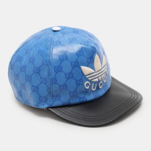Gucci X Adidas Blue GG Supreme Coated Canvas Baseball Cap