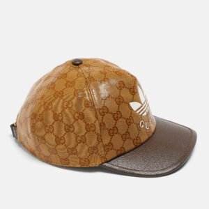 Gucci X Adidas Beige/Brown GG Supreme Coated Canvas Baseball Cap L