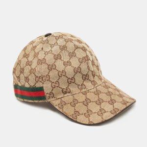 Gucci Beige GG Monogram Canvas Baseball Cap S