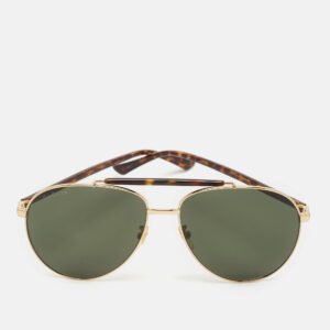 Gucci Brown Tortoise/Green GG0014S Polarized Aviator Sunglasses