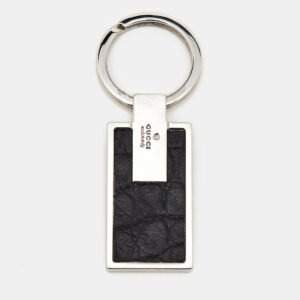Gucci Leather Silver Tone Key Chain