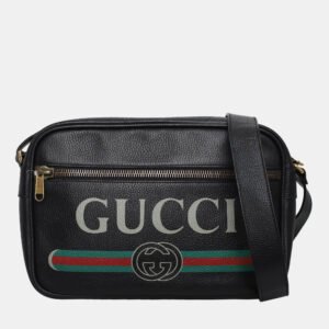 Gucci Logo Leather Messenger Bag