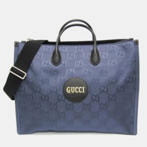 Gucci Off The Grid Nylon Leather Handbag Shoulder Bag Black Navy