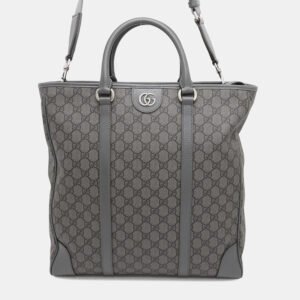 Gucci Gray GG Supreme Canvas and Leather Ophidia Tote Bag