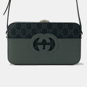 Gucci Grey/Black Cutout Interlocking G Shoulder Bag