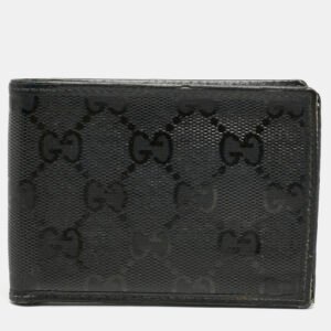 Gucci Black GG Crystals Canvas Bifold Wallet