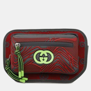 Gucci GG Nylon Grey/Red Nylon Rubber Belt Bag