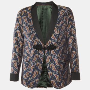 Gucci Navy Blue Seahorse Jacquard Evening Jacket M