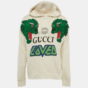 luxury-men-gucci-used-clothes-p1116058-001 Gucci Off White Tiger Print Cotton Hoodie S