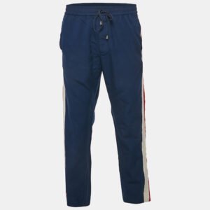 Gucci Navy Blue Wool Contrast Trimmed Trackpants XXL