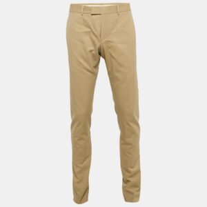 Gucci Beige Herringbone Cotton Regular Fit Trousers M
