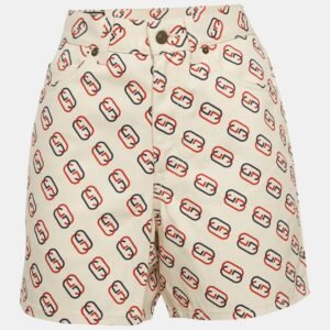 Gucci Off-White GG Print Denim Shorts S