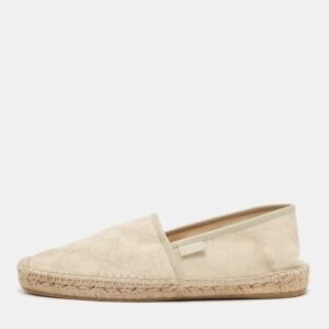 Gucci Cream Canvas GG Slip On Espadrille Size 43
