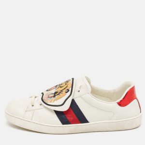 Gucci White Leather Ace Low Top Sneakers Size 44