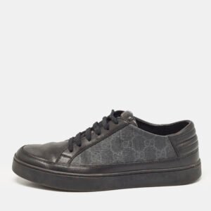 Gucci Black GG Supreme Canvas and Leather Low Top Sneakers Size 40.5