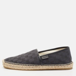 Gucci Black/Blue GG Canvas and Leather Espadrille Flats Size 44.5
